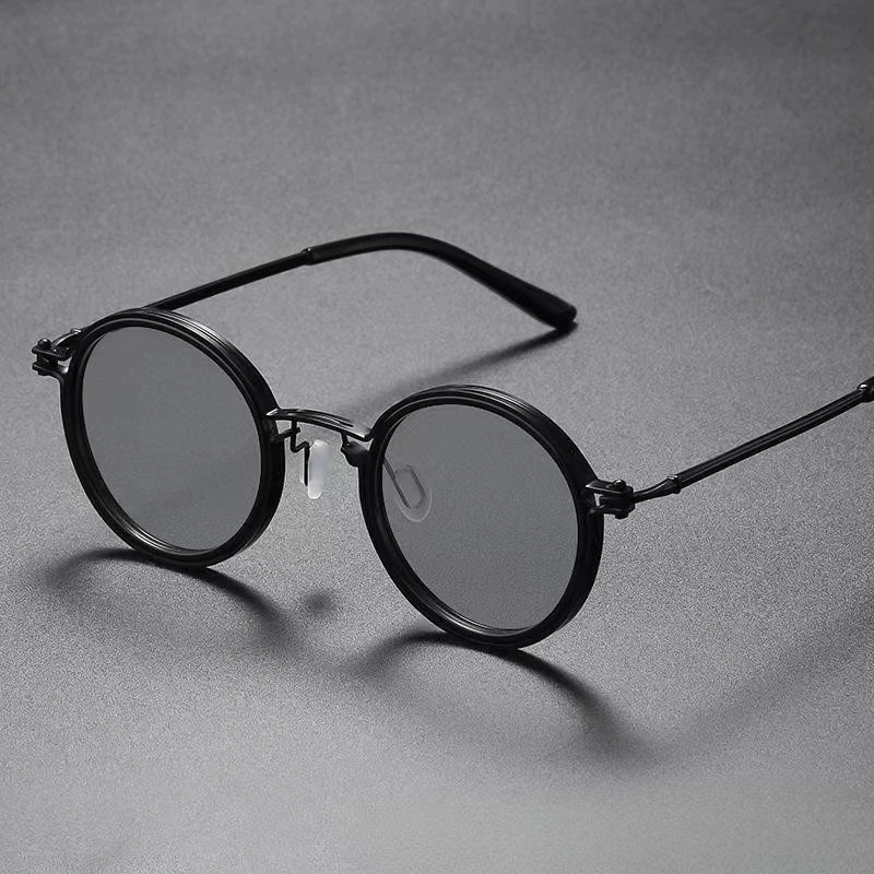 Retro Sunglasses Mens Round-Frame Metal Sun Glasses