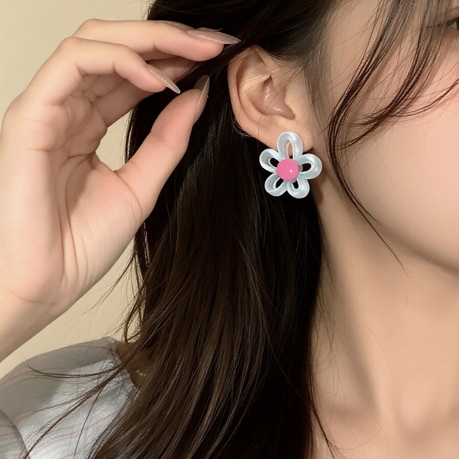 4-colorVacation Style Colorful Flower Resin Earrings Are A Pair Of Women's Must-have For Summer Vacation On Islands