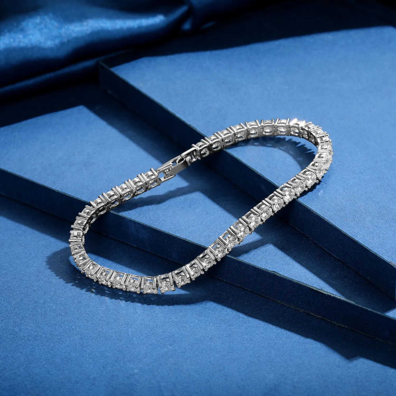 Belt-buckle Tennis Bracelet With Four-prong Zircon Setting