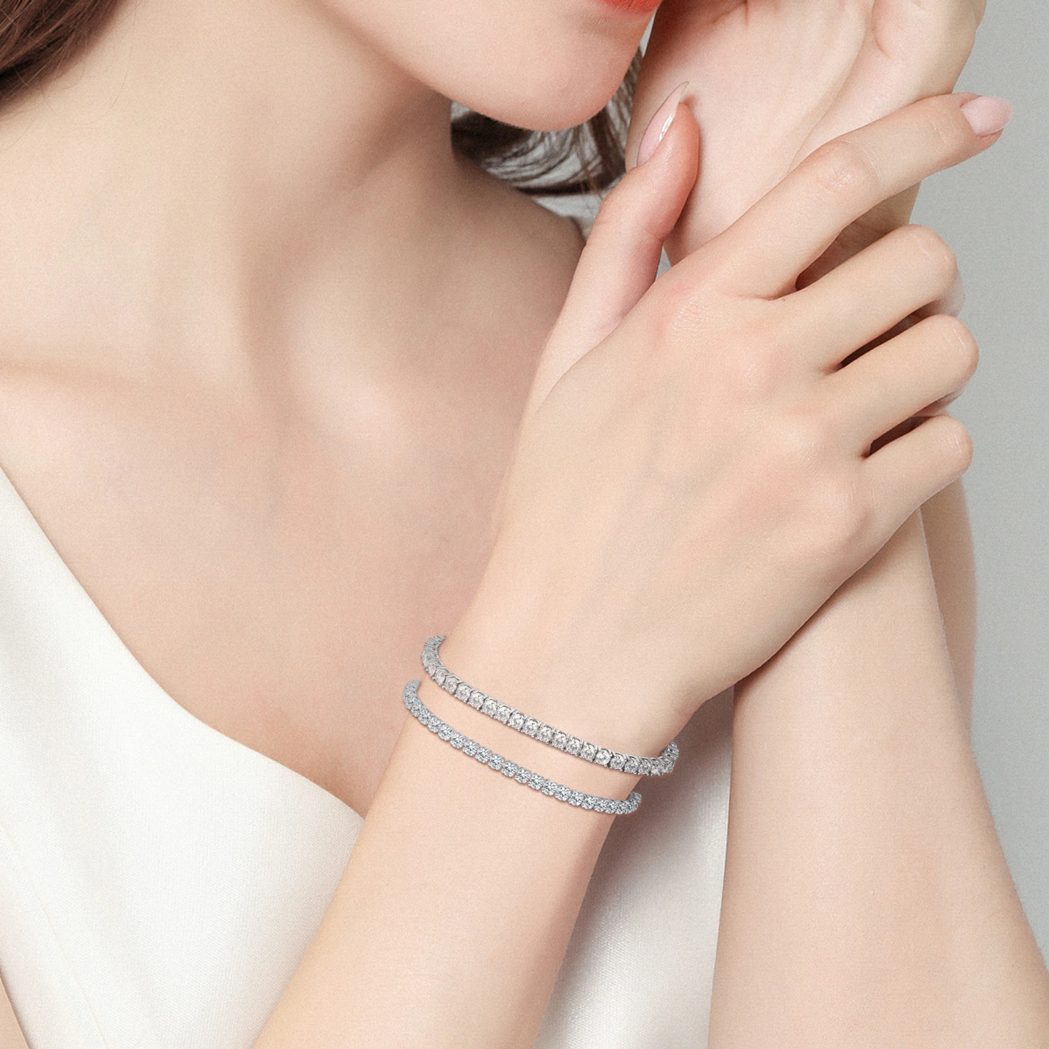 Belt-buckle Tennis Bracelet With Four-prong Zircon Setting