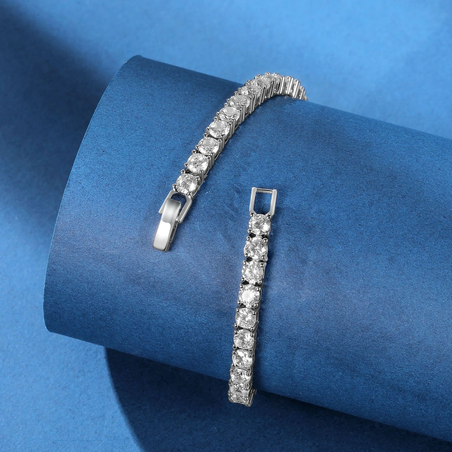 Belt-buckle Tennis Bracelet With Four-prong Zircon Setting