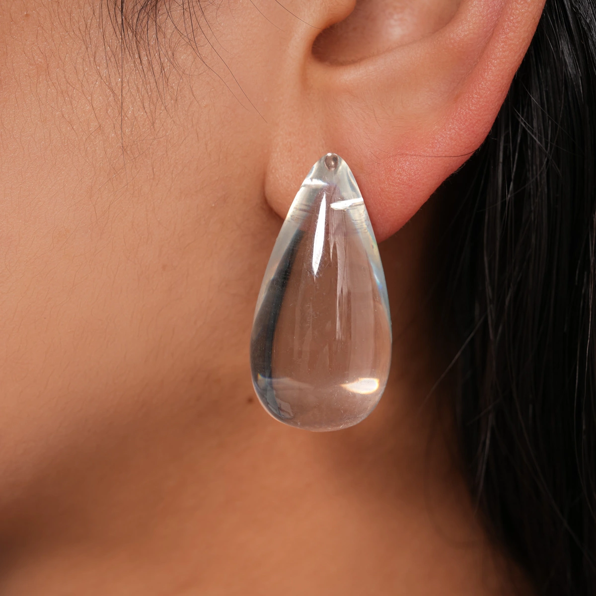 Transparent Water Drop Silver Needle Earrings