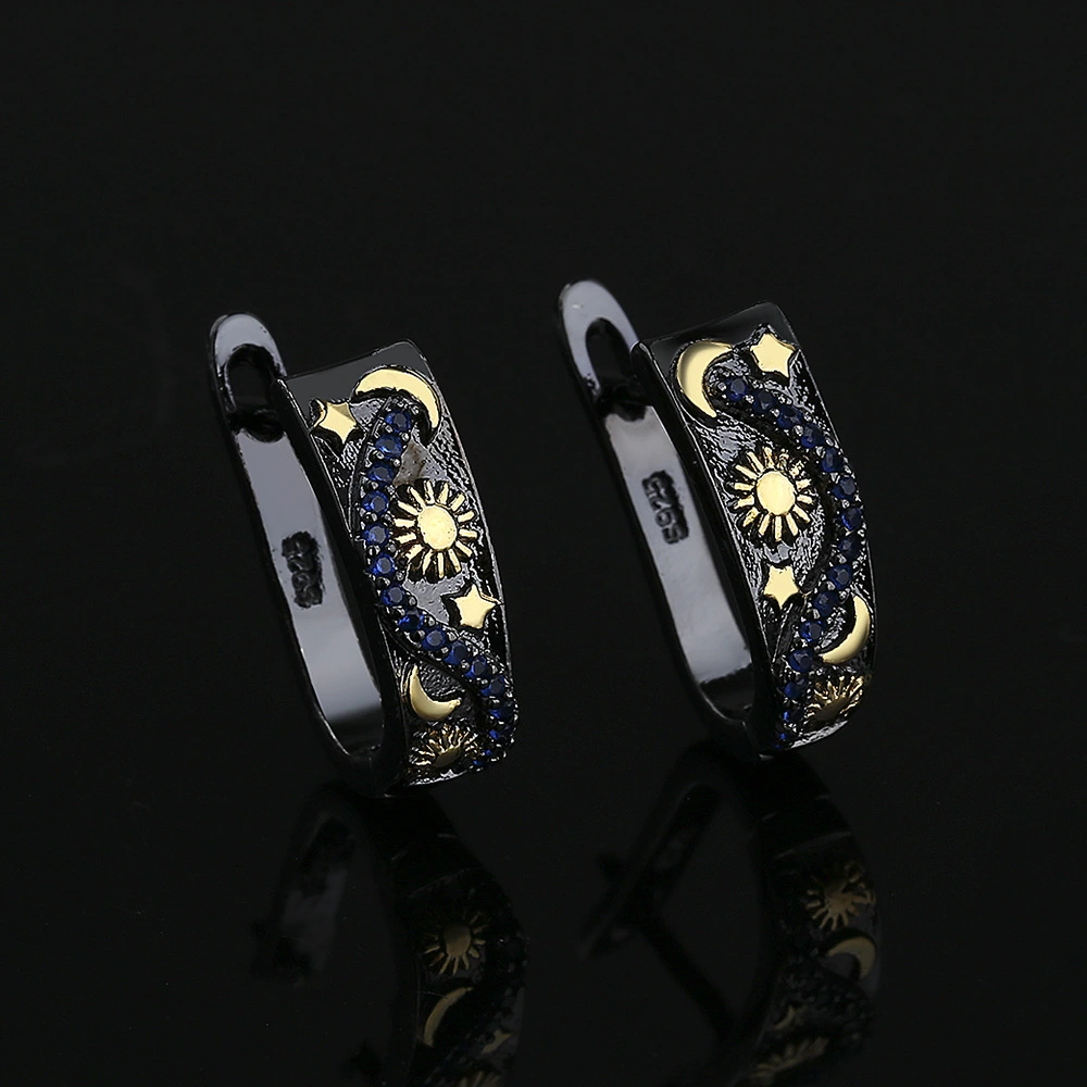 Exquisite Womens Star And Moon Earrings