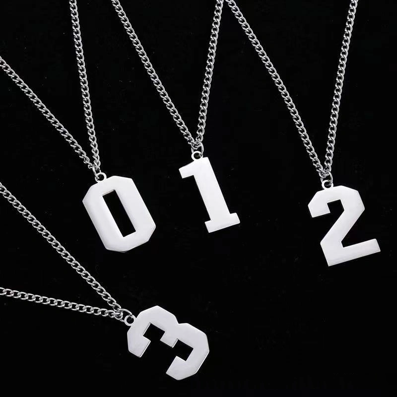 Stainless Steel Number Necklace With 0to9 Lucky Number Pendants