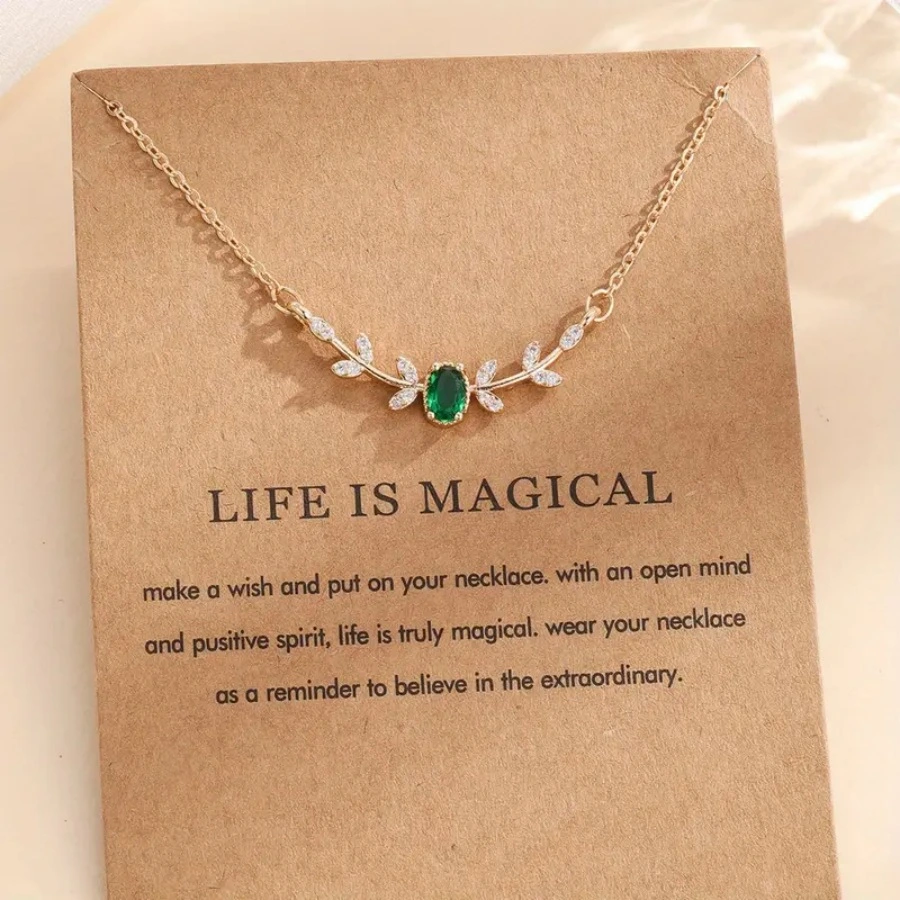 Light Luxury Copper Micro Inlaid Zircon Branch Necklace