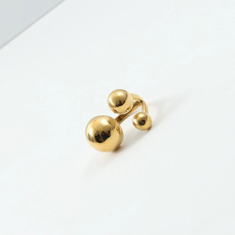 Three Round Beads Of Different Sizes Ring With Lucky Beads