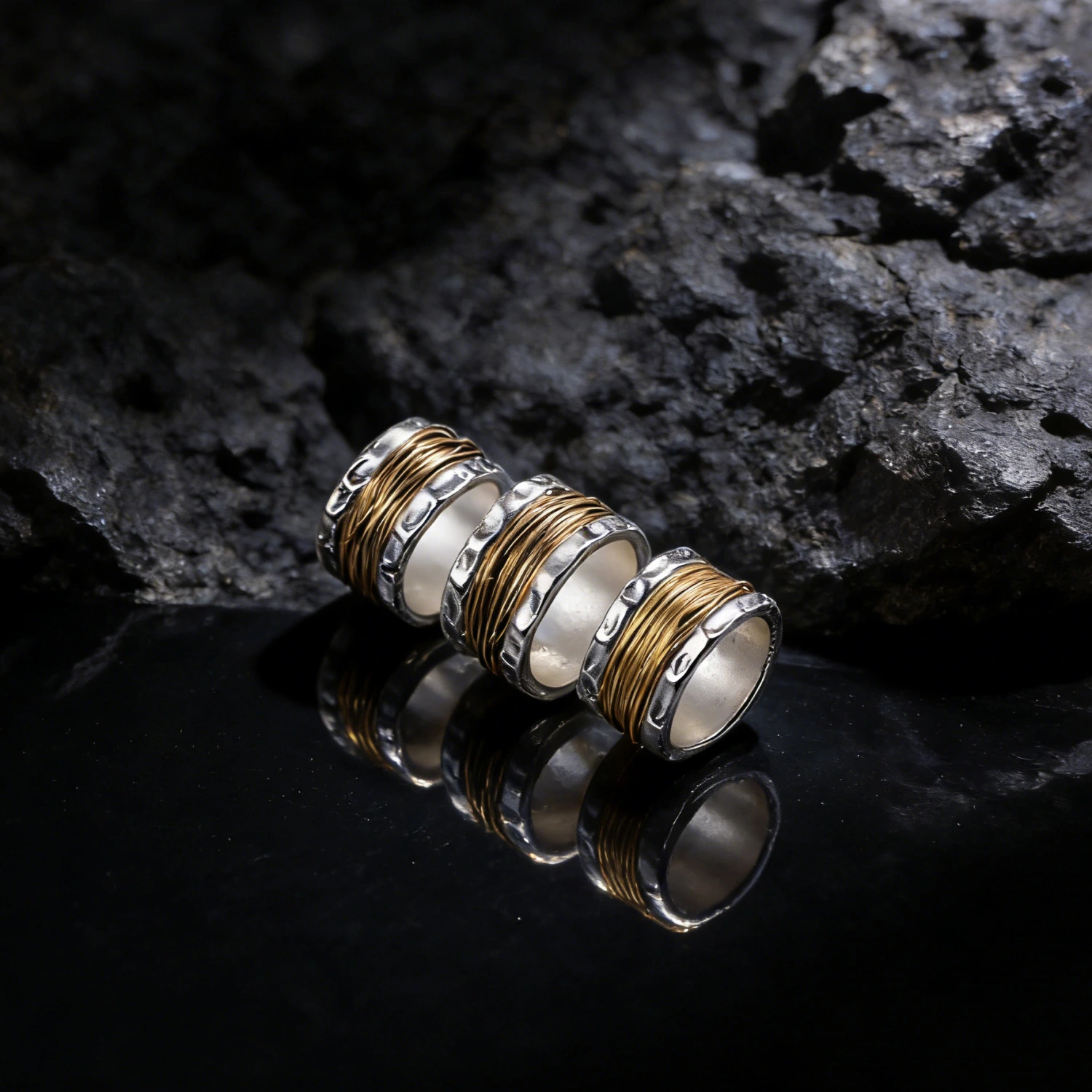 Retro Chic Geometric Wide-band Bicolored Wrap Ring
