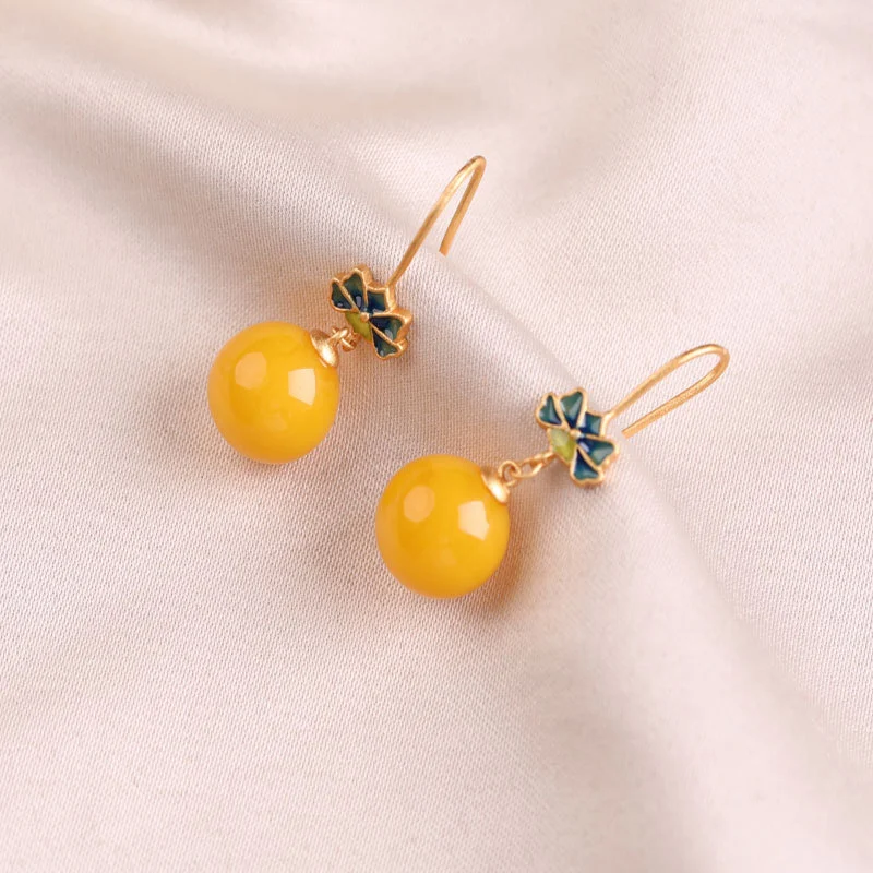Yellow Beeswax Autumn Simplicity Water Drop Earrings