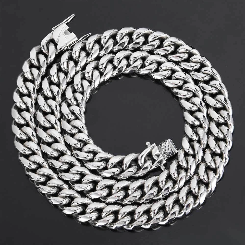 Hip Hop Stainless Steel Necklace Dragon Head Buckle Round Grinding Encryption