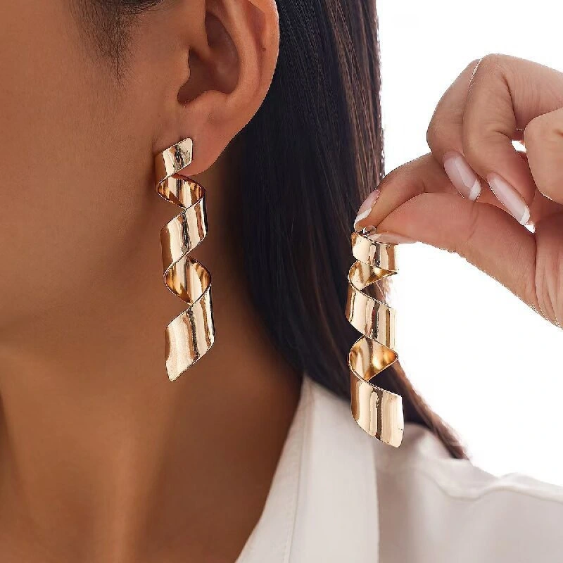 Designer Irregular Striped Stud Earrings