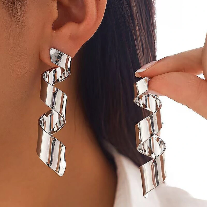 Designer Irregular Striped Stud Earrings