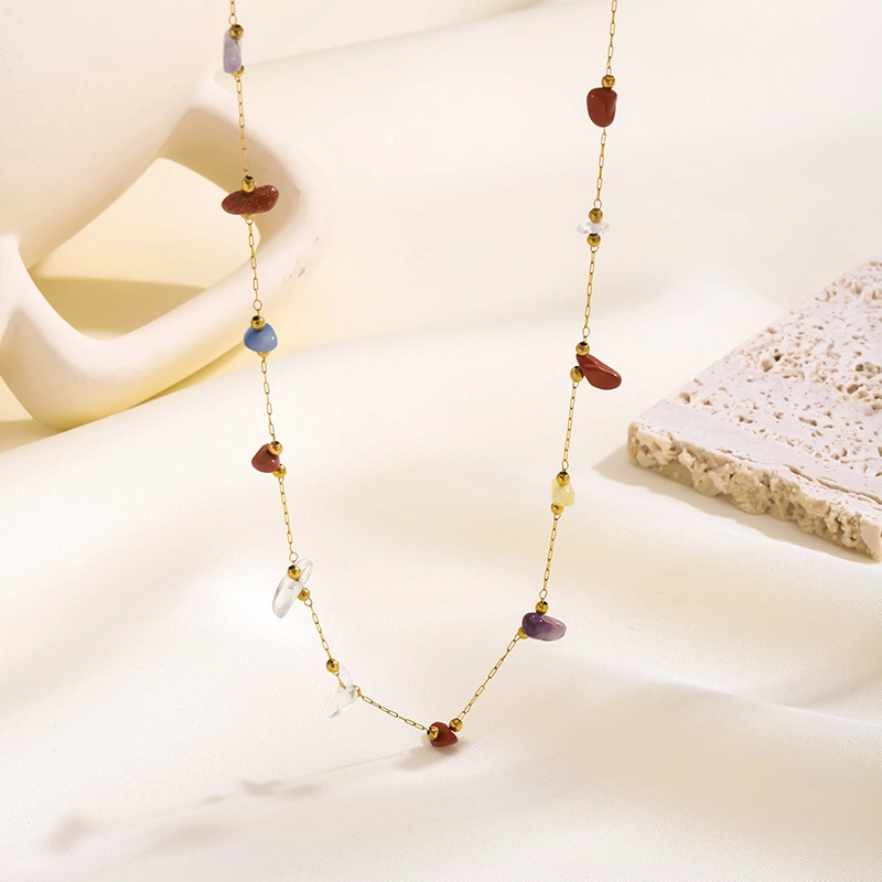 Women's Colorful Irregular Raw Stone Necklace
