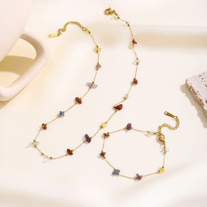 Women's Colorful Irregular Raw Stone Necklace