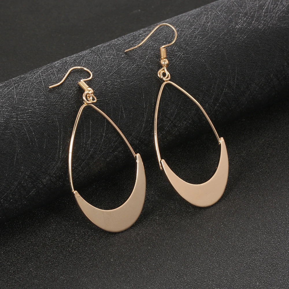 Fan-shaped Hollow Water Drop Womens Earrings