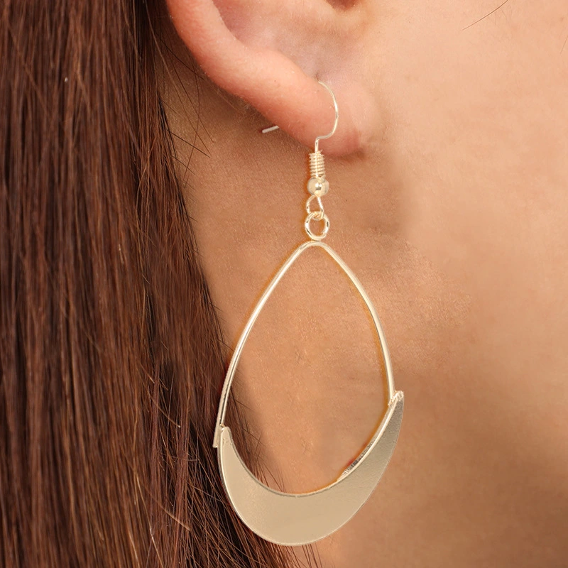 Fan-shaped Hollow Water Drop Womens Earrings