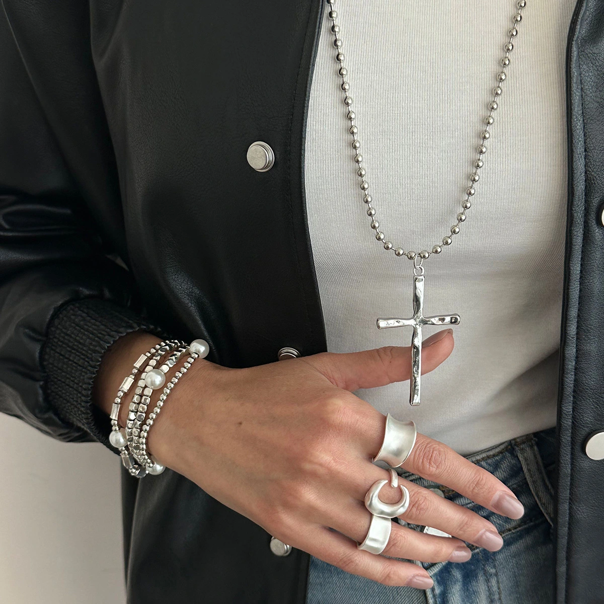 Baroque-style Faux Pearl Bracelet And Ring