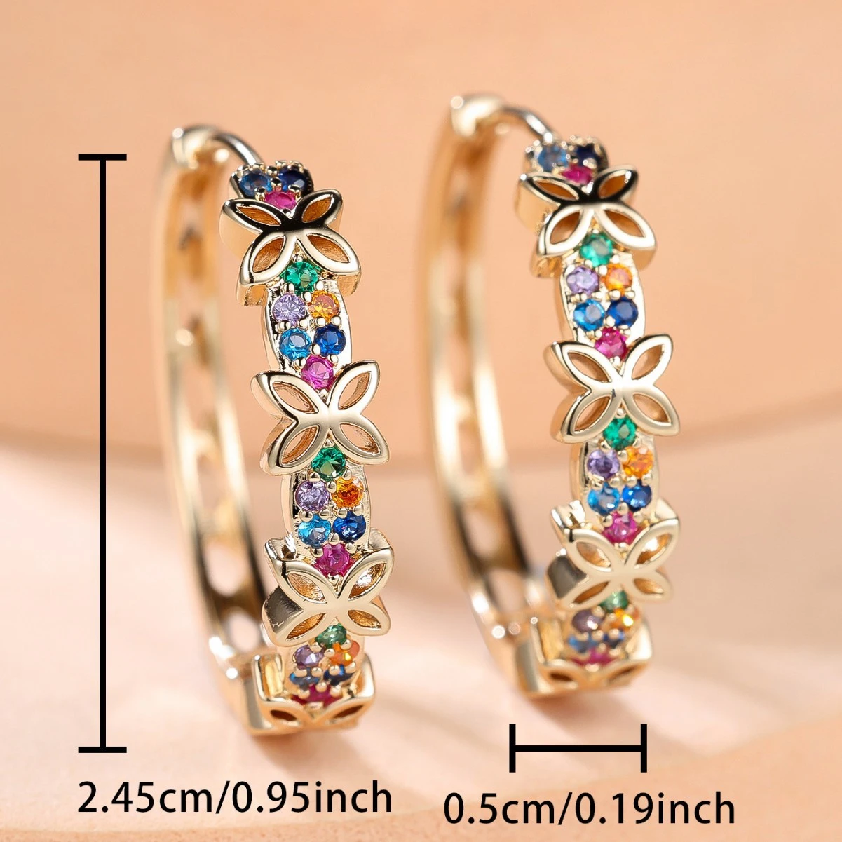 Cross-border Japan-Korea Copper Gold-Colored Micro-Inlaid Zircon Earrings