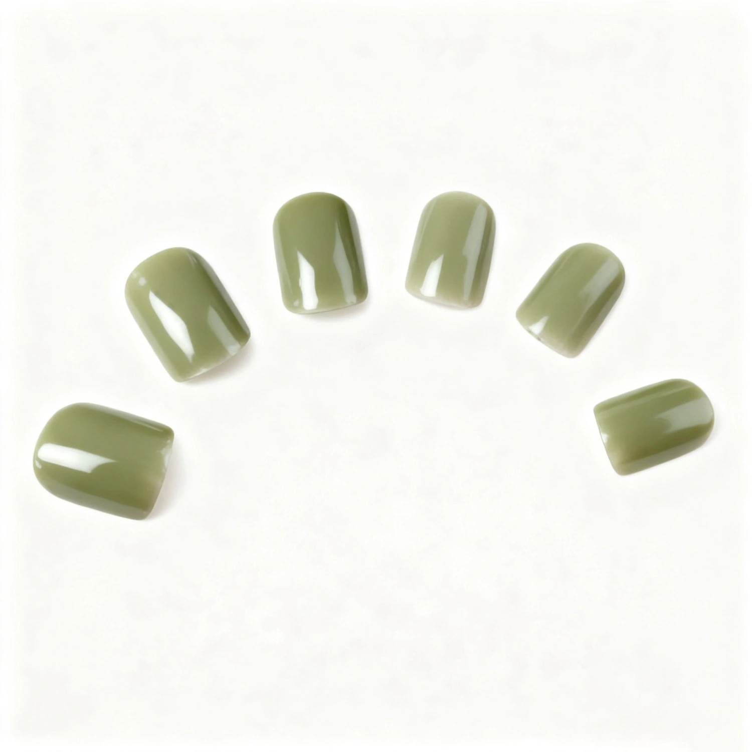 Simple Bean-Green Fake Nails For Women