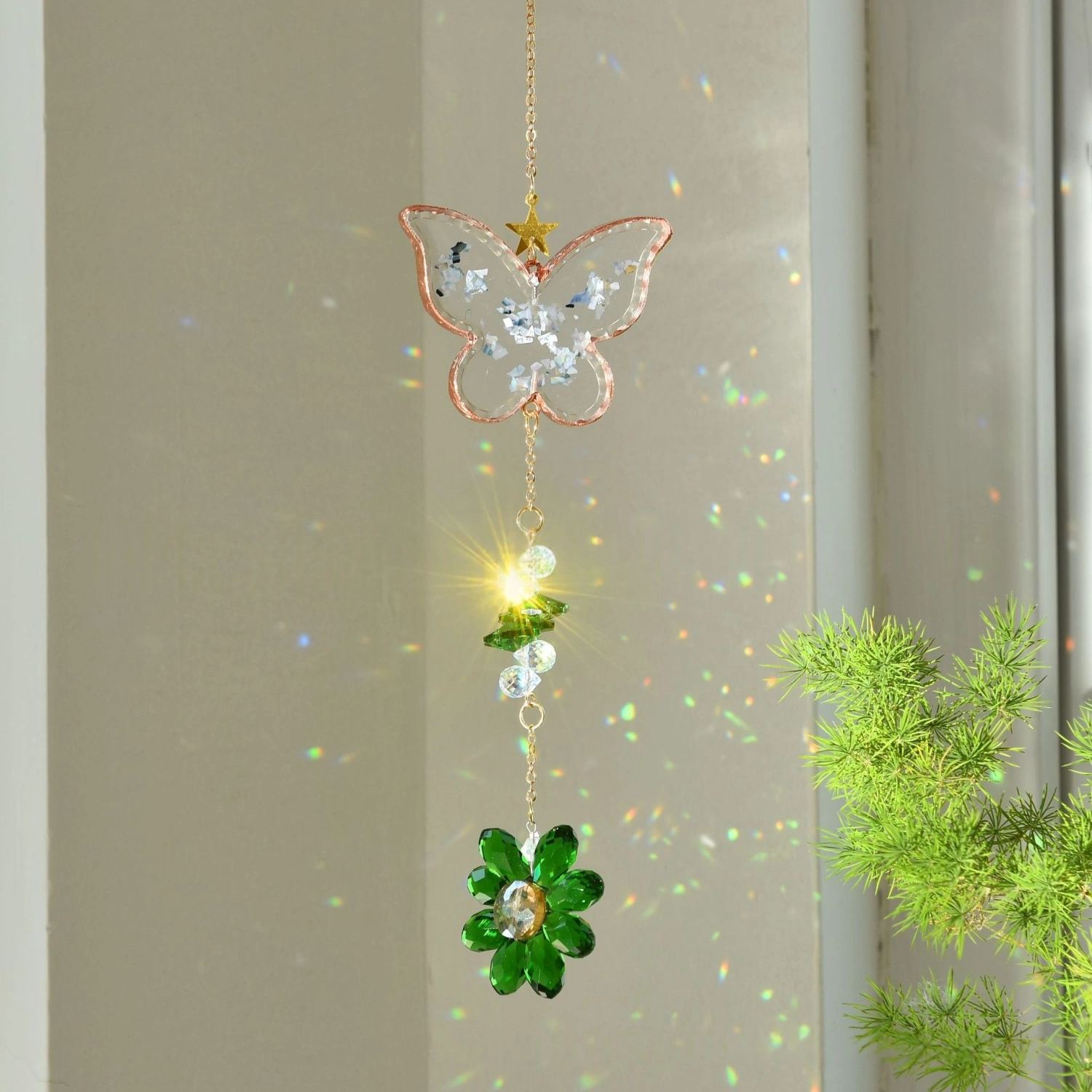Crystal Flower Solar Catcher Hanging Ornament