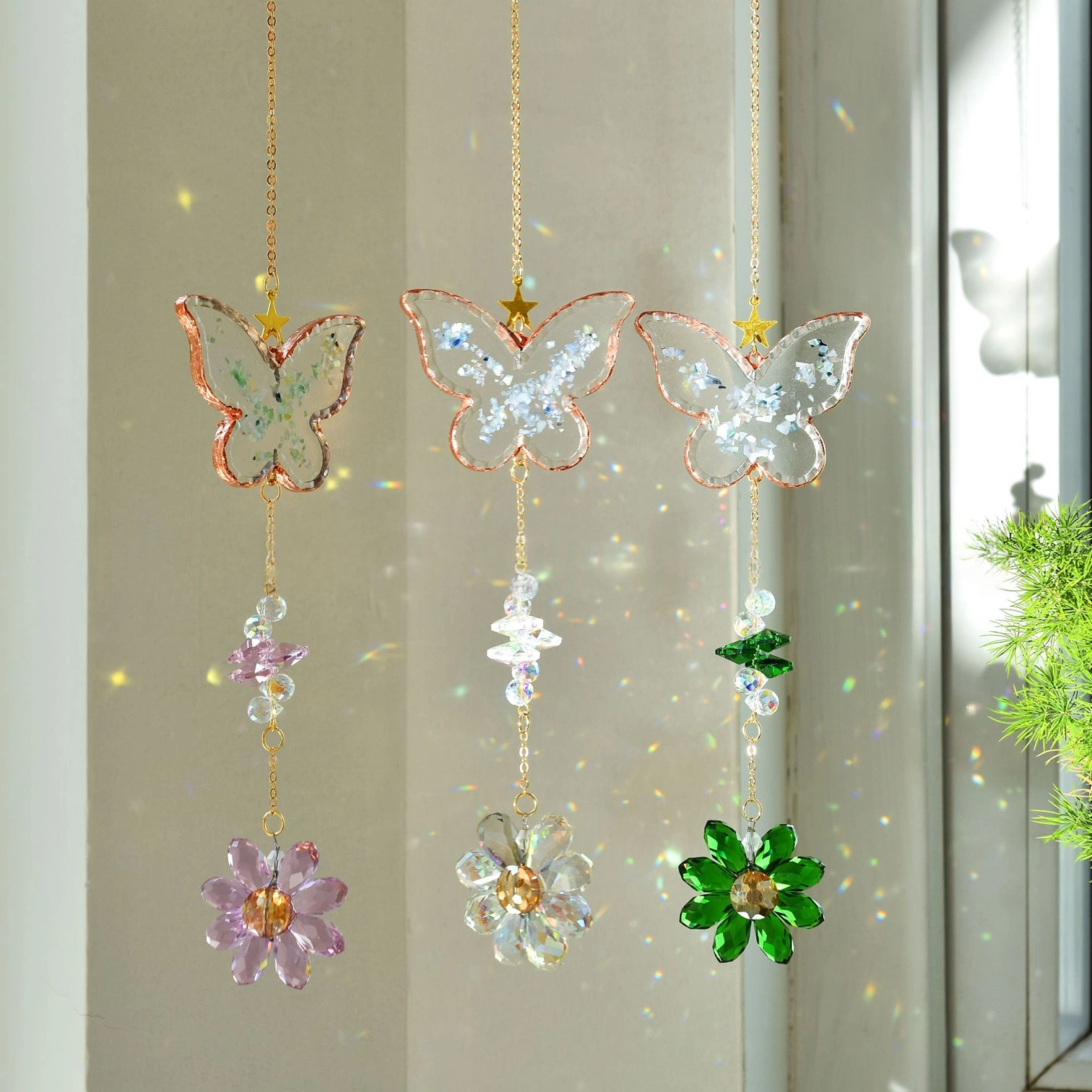 Crystal Flower Solar Catcher Hanging Ornament