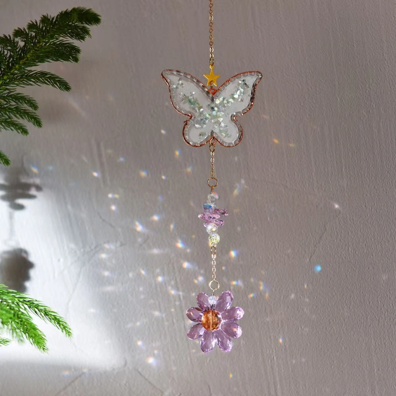 Crystal Flower Solar Catcher Hanging Ornament