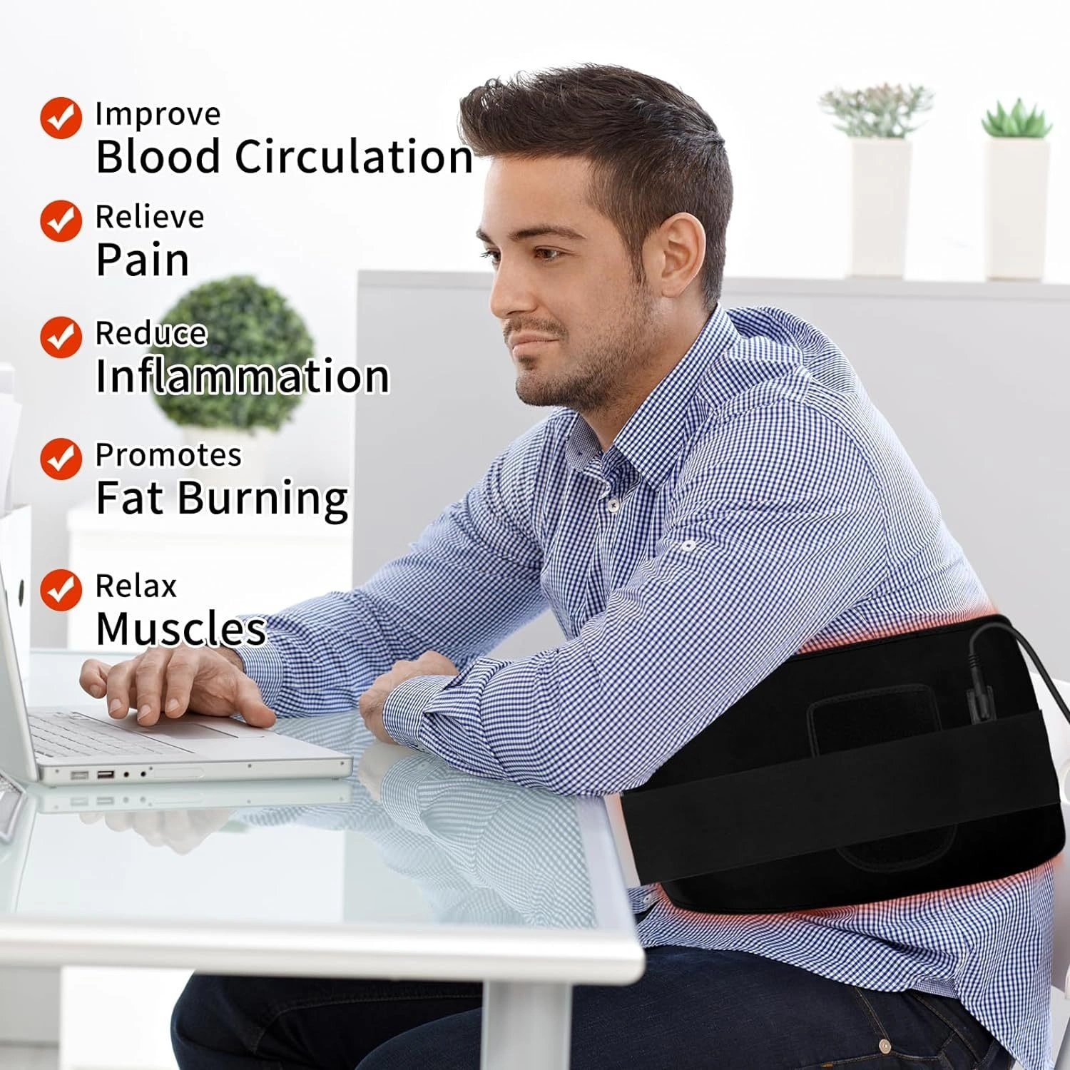 Home LED Timed Heating Red Light Waist Belt