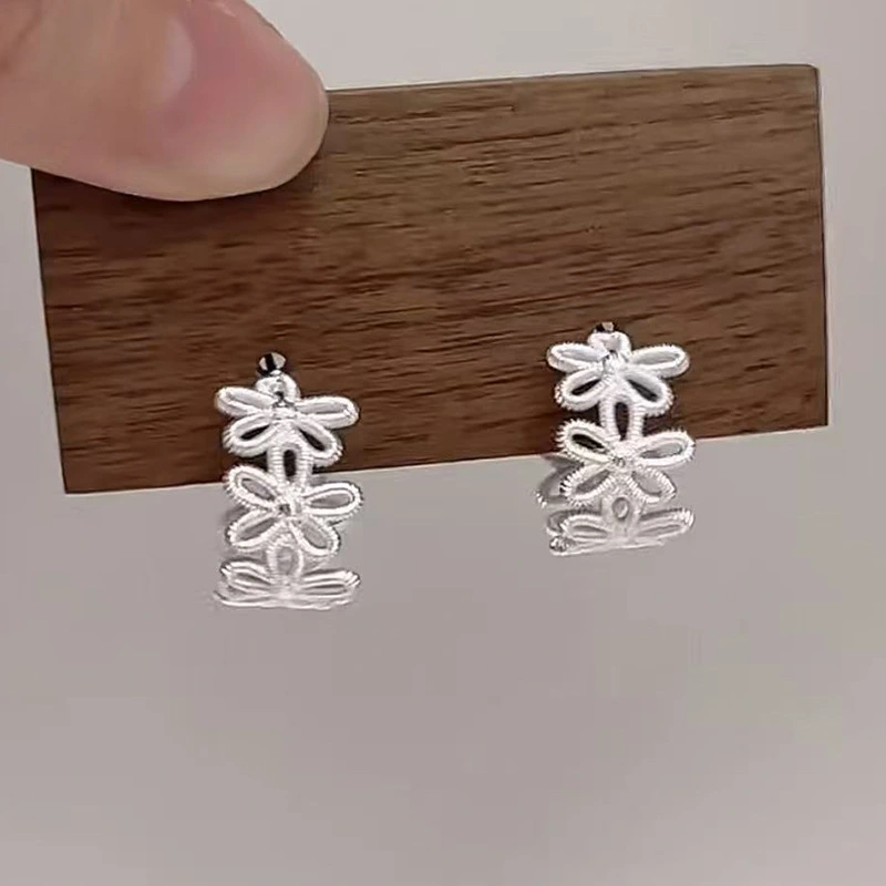 Luxury Silver Metal Earrings Elegant Versatile Daily Wear