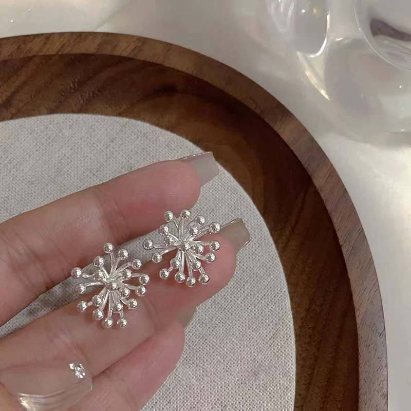Daily Minimalist Silver Metal Stud Earrings Elegant Ladies