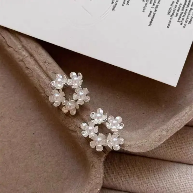 Classic Silver Metal Earrings Elegant Temperament For Women
