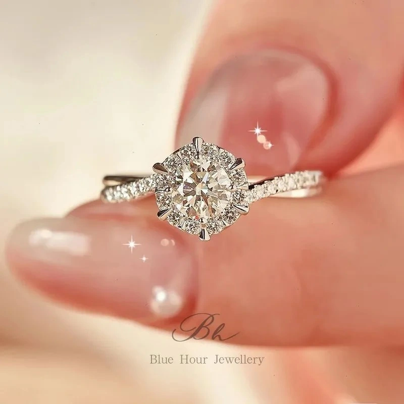2 PC Alloy Moissanite Ring, Full Diamond Exquisite Wedding Band Prop, Fade-resistant Versatile Ring For Daily Wear & Wedding Photoshoot