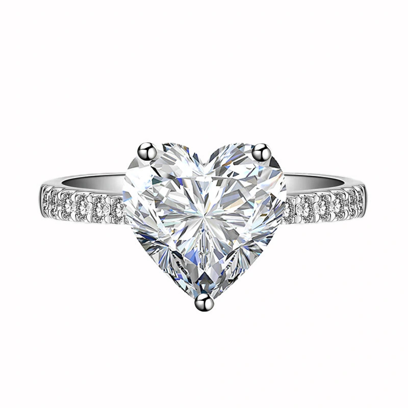 Zircon Simulated Moissanite Heart Shaped Ring, Women Fashion Jewelry For Amazon