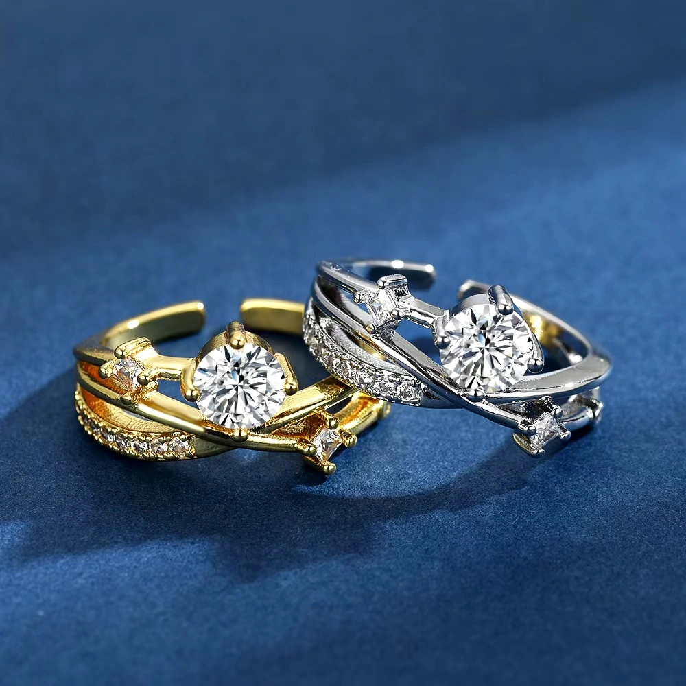 Cosmic Planet Track Shiny Diamond Ring For Women, French Luxury Personalized Cross Geometric Open Index Finger Ring