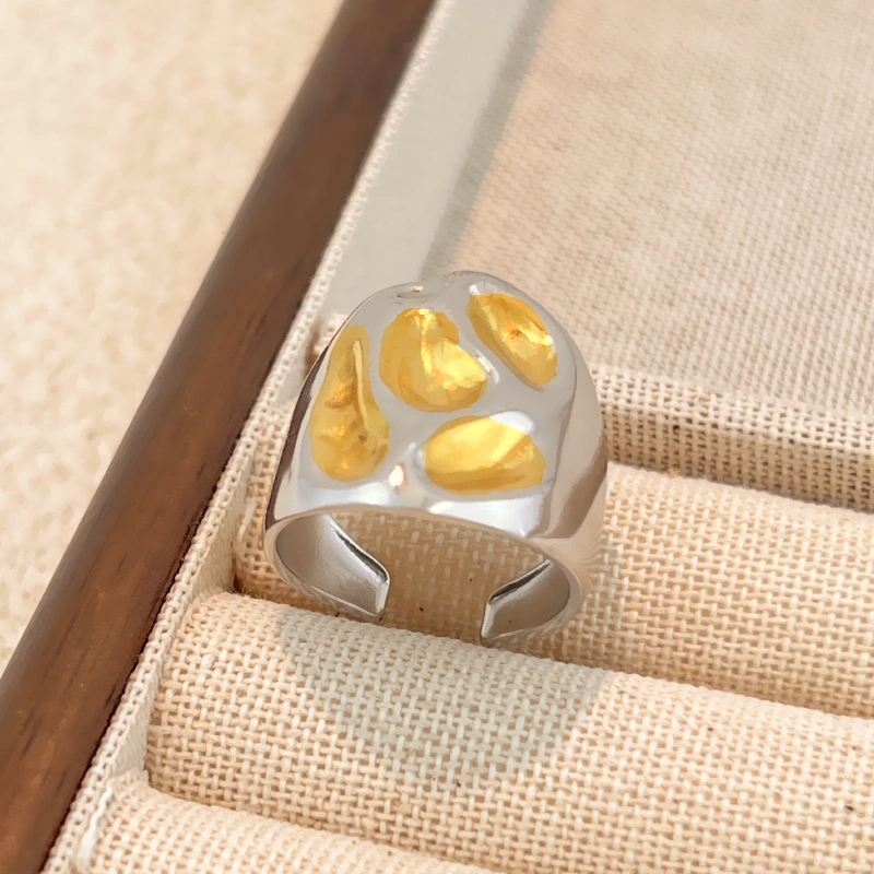 Women INS Minimalist Contrast Color Stainless Steel Ring