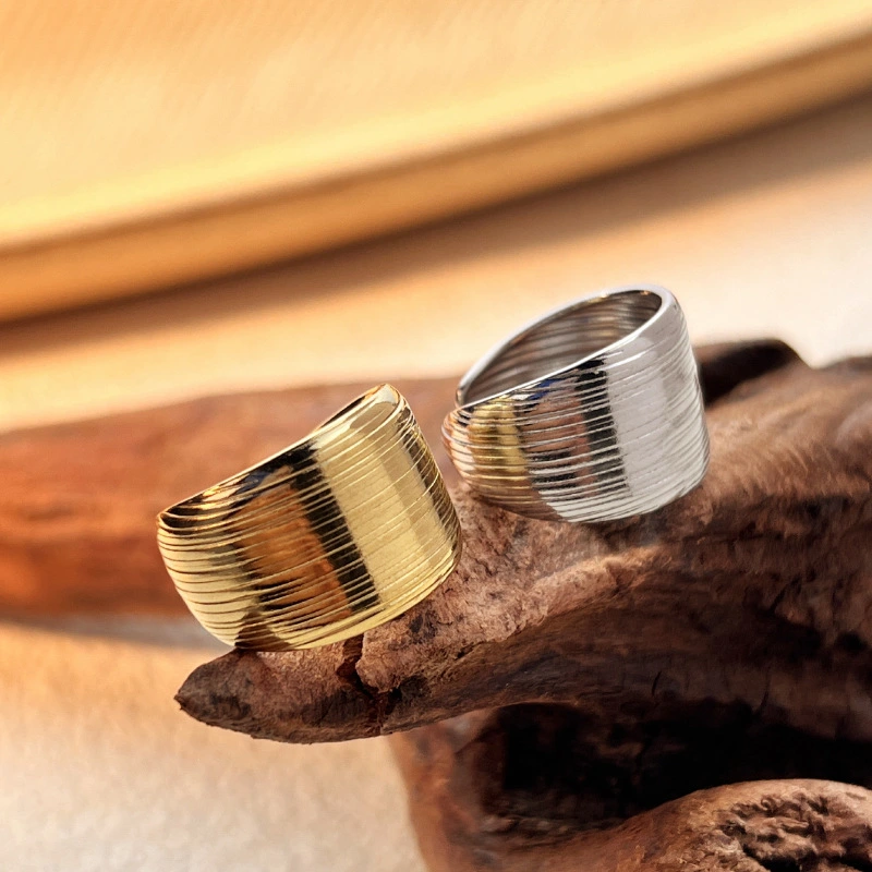 European American Fashion Stainless Steel Polished Ring, Niche High-end Open Titanium Steel Band, Cross-border Jewelry