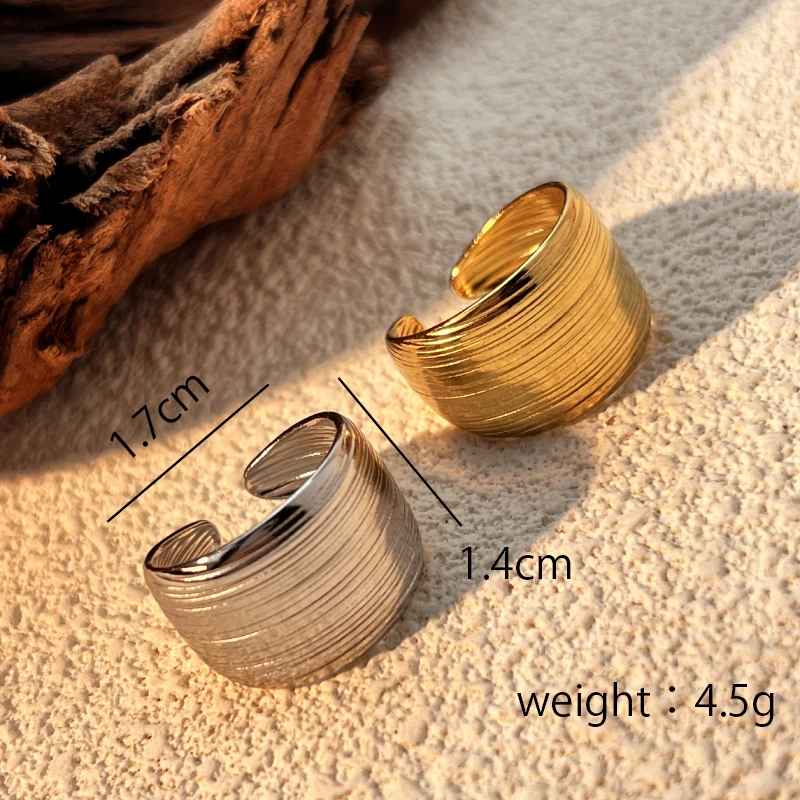 European American Fashion Stainless Steel Polished Ring, Niche High-end Open Titanium Steel Band, Cross-border Jewelry