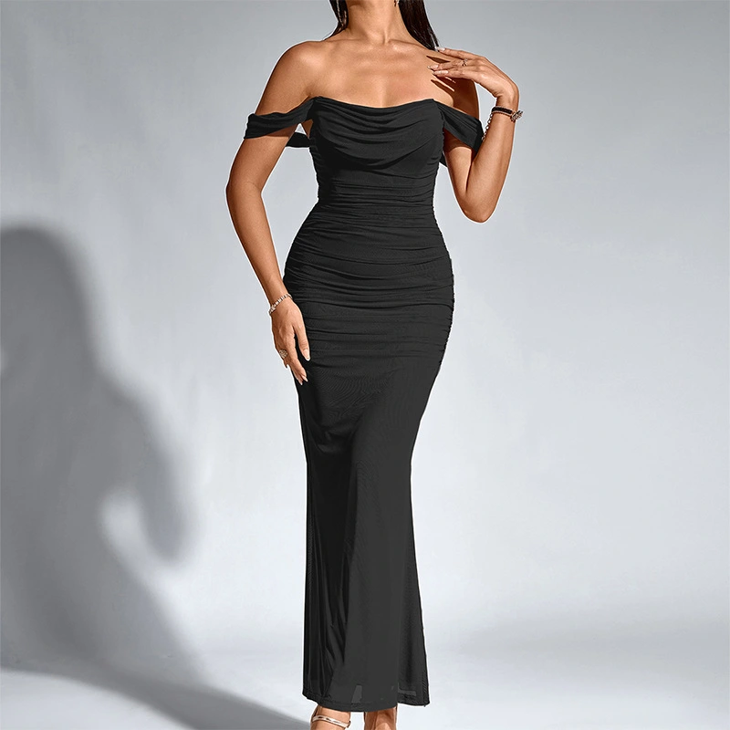 Women's Off-shoulder Skinny Sheath Long Dress