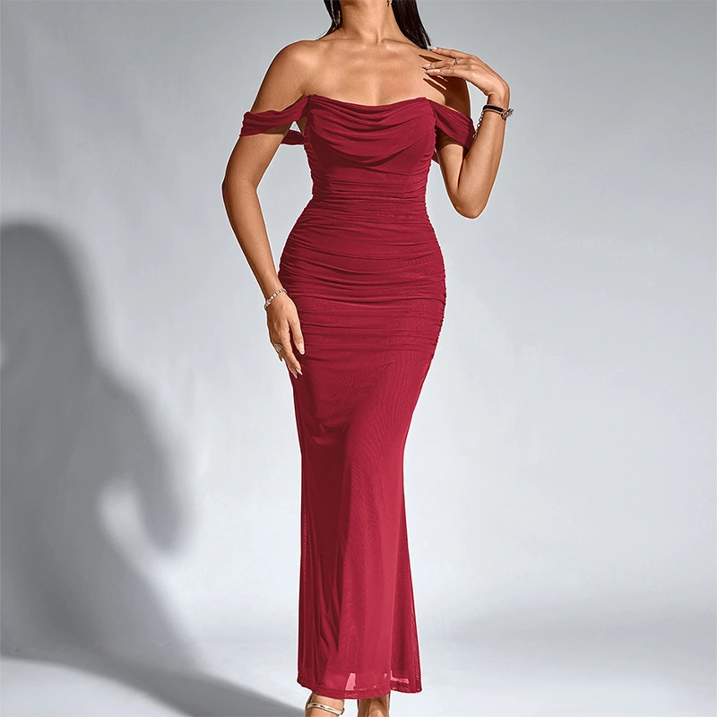 Women's Off-shoulder Skinny Sheath Long Dress