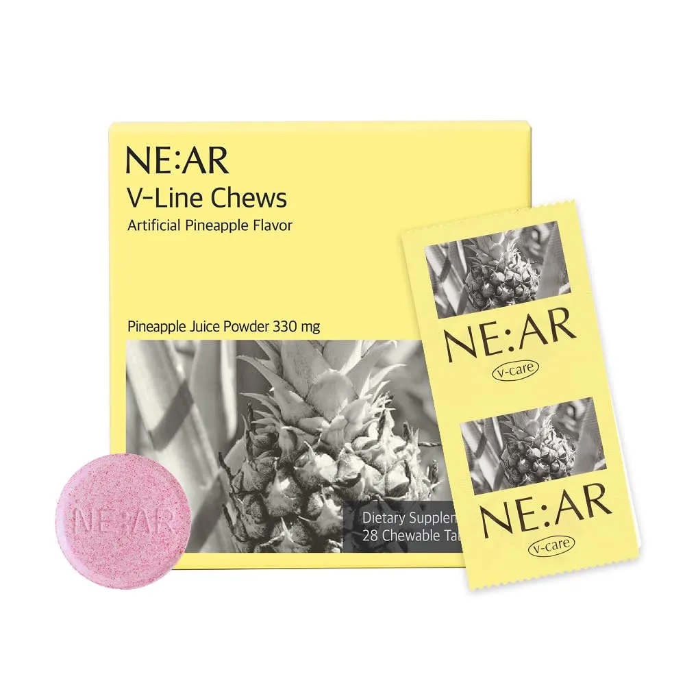 NE:AR V-Line Chews – Herbal Anti-Bloat Formula with Circulation & Water Balance Support – Daily K-Chewables for Puffiness, Digestion & Wellness – Pineapple Flavor