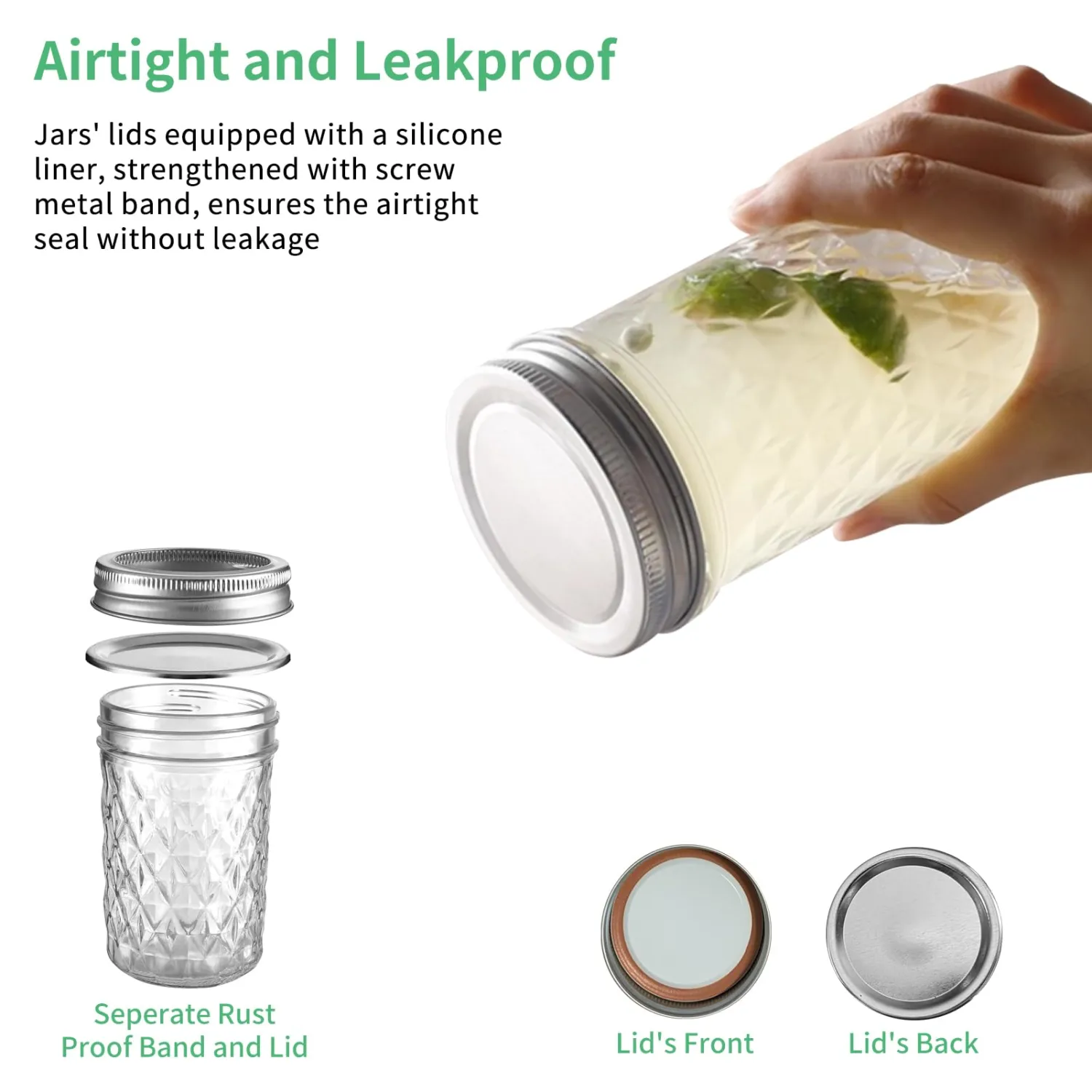 12oz/350ml Mason Jars with Airtight Lids Glass Canning Jars with Regular Lids Spice Jars Honey Jars for Yogurt,Jam,Spice,Overnight Oats Canning, Preserving,Decorations,Jelly,Dessert,6 Pack (12oz)