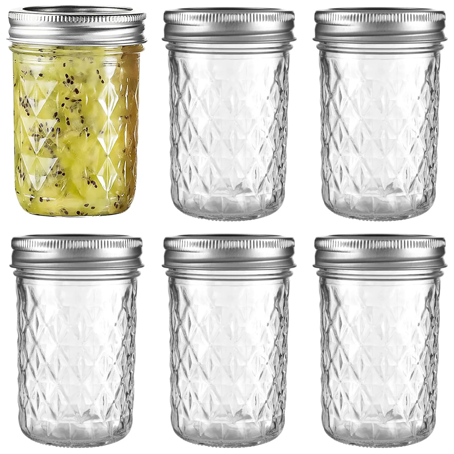 12oz/350ml Mason Jars with Airtight Lids Glass Canning Jars with Regular Lids Spice Jars Honey Jars for Yogurt,Jam,Spice,Overnight Oats Canning, Preserving,Decorations,Jelly,Dessert,6 Pack (12oz)