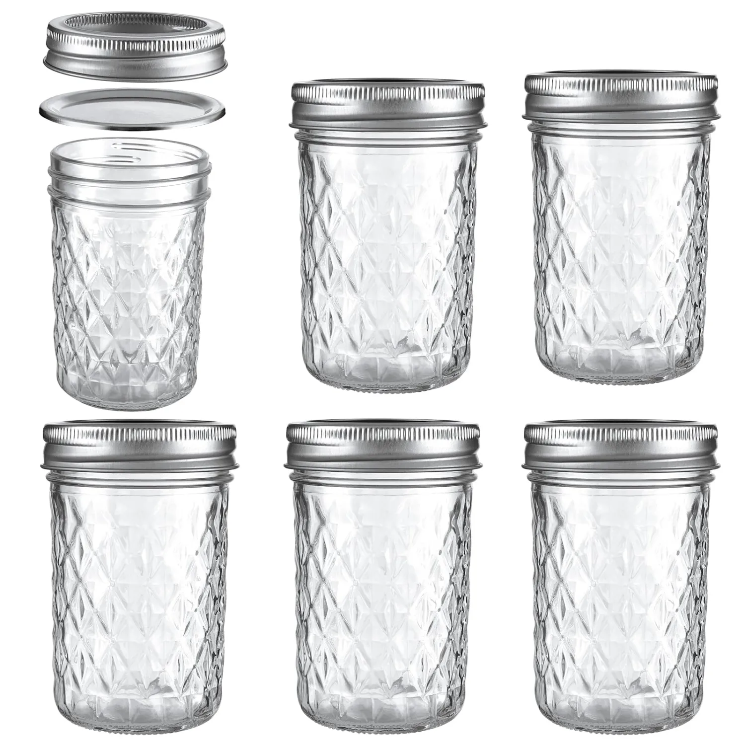Mason Jars Airtight Lids Glass Canning Jars 8oz/250ml Regular Lids Spice Jars Honey Jars for Yogurt,Jam,Spice,Overnight Oats Canning, Preserving,Decorations,Jelly,Dessert,6 Pack (8 oz)