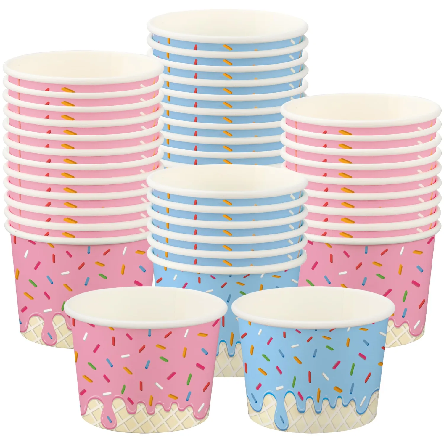 50 PCS Paper Ice Cream Cups 4oz Disposable Ice Cream Bowls Small Treat Snack Dessert Bowls for Sundae Frozen Yogurt Soup Hot or Cold Food Containers Party Supplies
