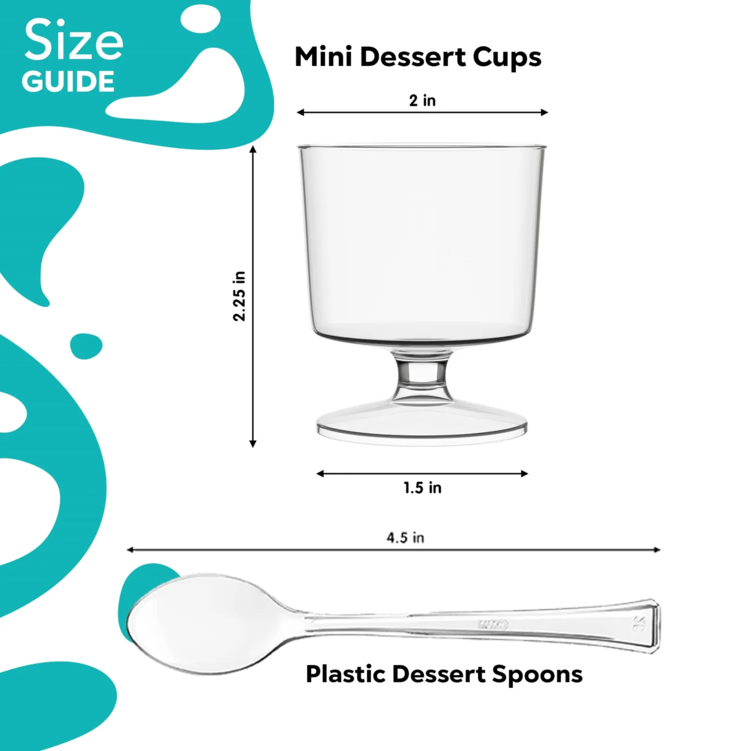 Exquisite Mini Dessert Cups With Spoons 400 Pcs - 2 Oz Round Clear Plastic Pudding Cups Disposable With Tasting Spoons 200 Sets | Mini Parfait Cup | Appetizer Cup For Party & Events