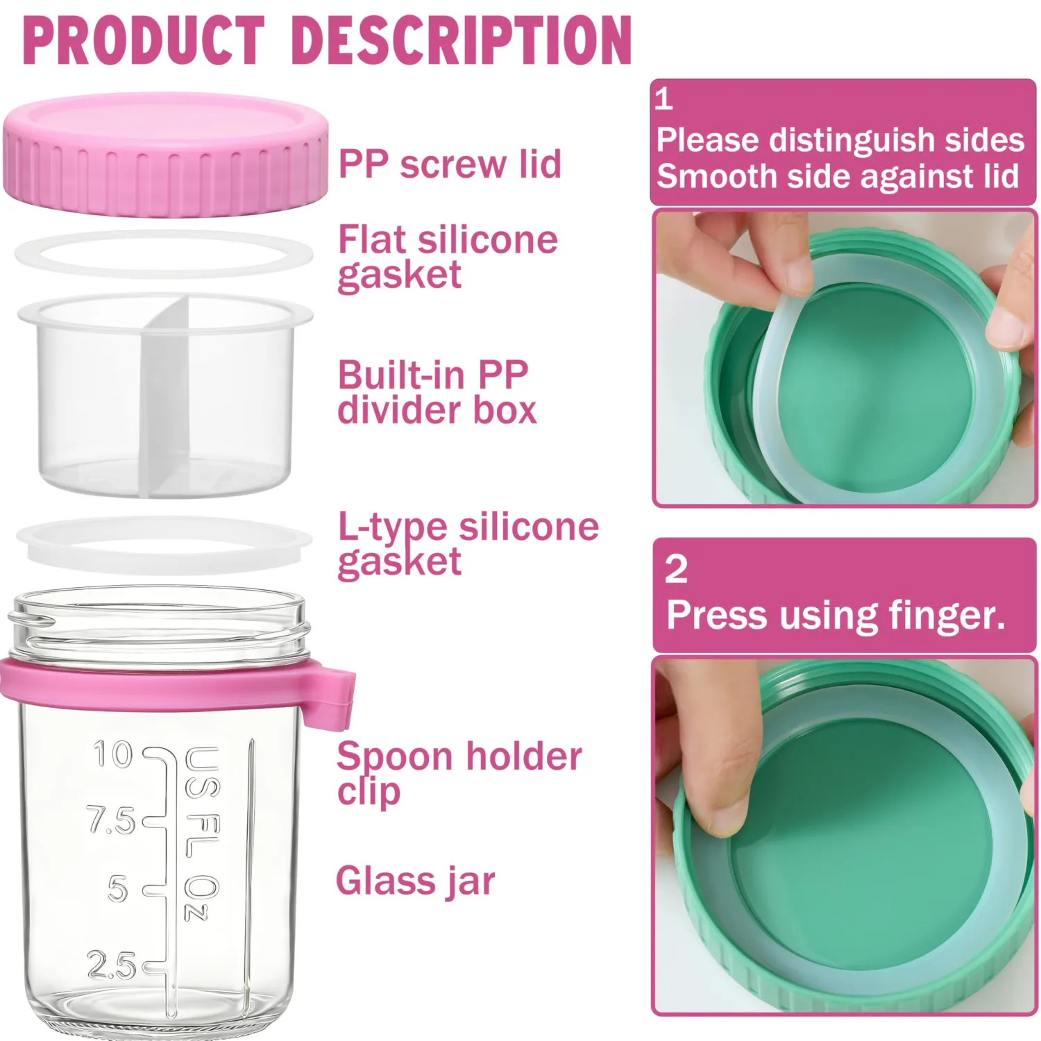 Danmu 16oz Overnight Oats Containers with Lids,Parfait Cups with lids Removable Dressing Cup & Spoon,Leak-Proof Yogurt Containers with Lids,Parfait & Salad Jars for Breakfast,Office,Gym 6 Pack