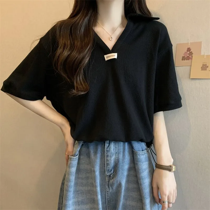 Plus-size Drawstring Loose-fit Figure-flattering Blouse