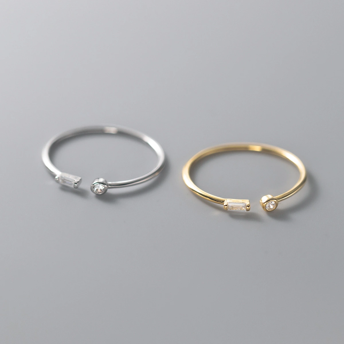 S925 Silver Small Lady Square Diamond Open Ring For Women