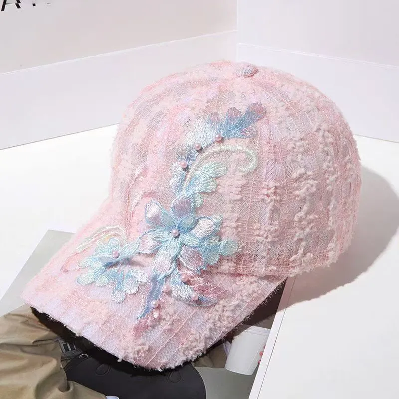 Summer Women's Lightweight Embroidered Flower Lace Beanie - Korean Style Trendy Style, Breathable, Sun-proof Baseball Cap, Sun Hat