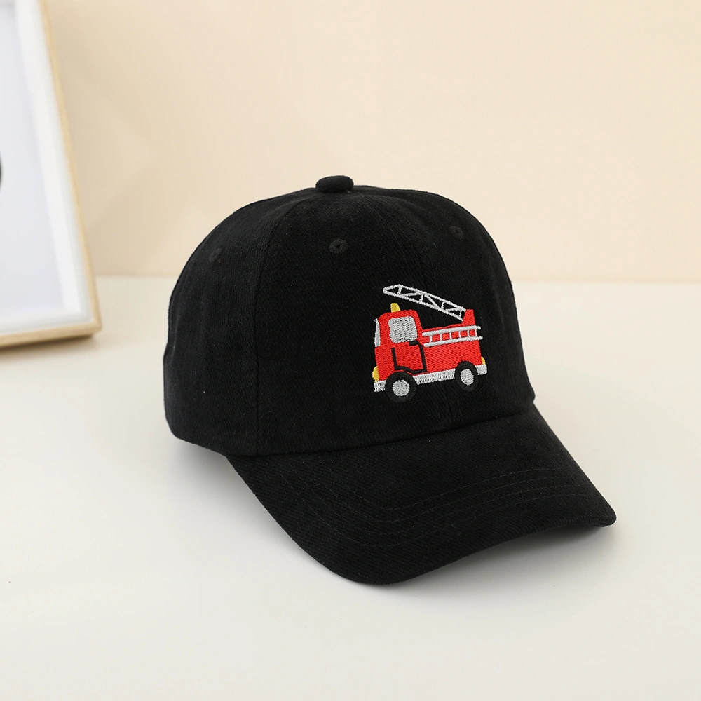 Children's Vintage Water-washed Embroidered Fire Truck 5-color Selectable Baseball Cap For Outdoor Play And Versatile Wear
