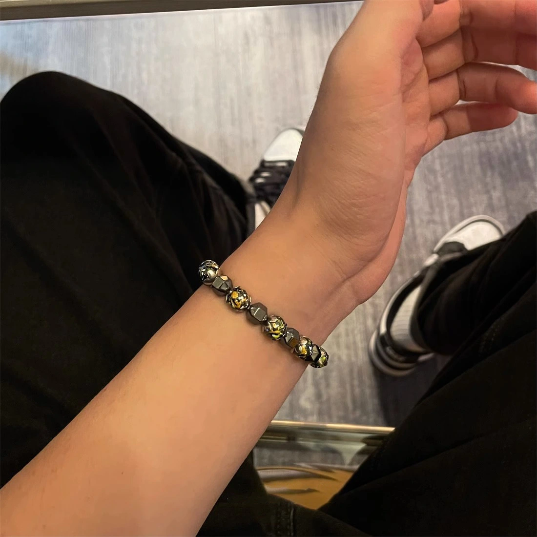Irregular Black Hematite Mixed-bead Bracelet