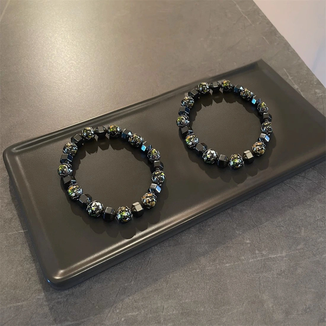 Irregular Black Hematite Mixed-bead Bracelet